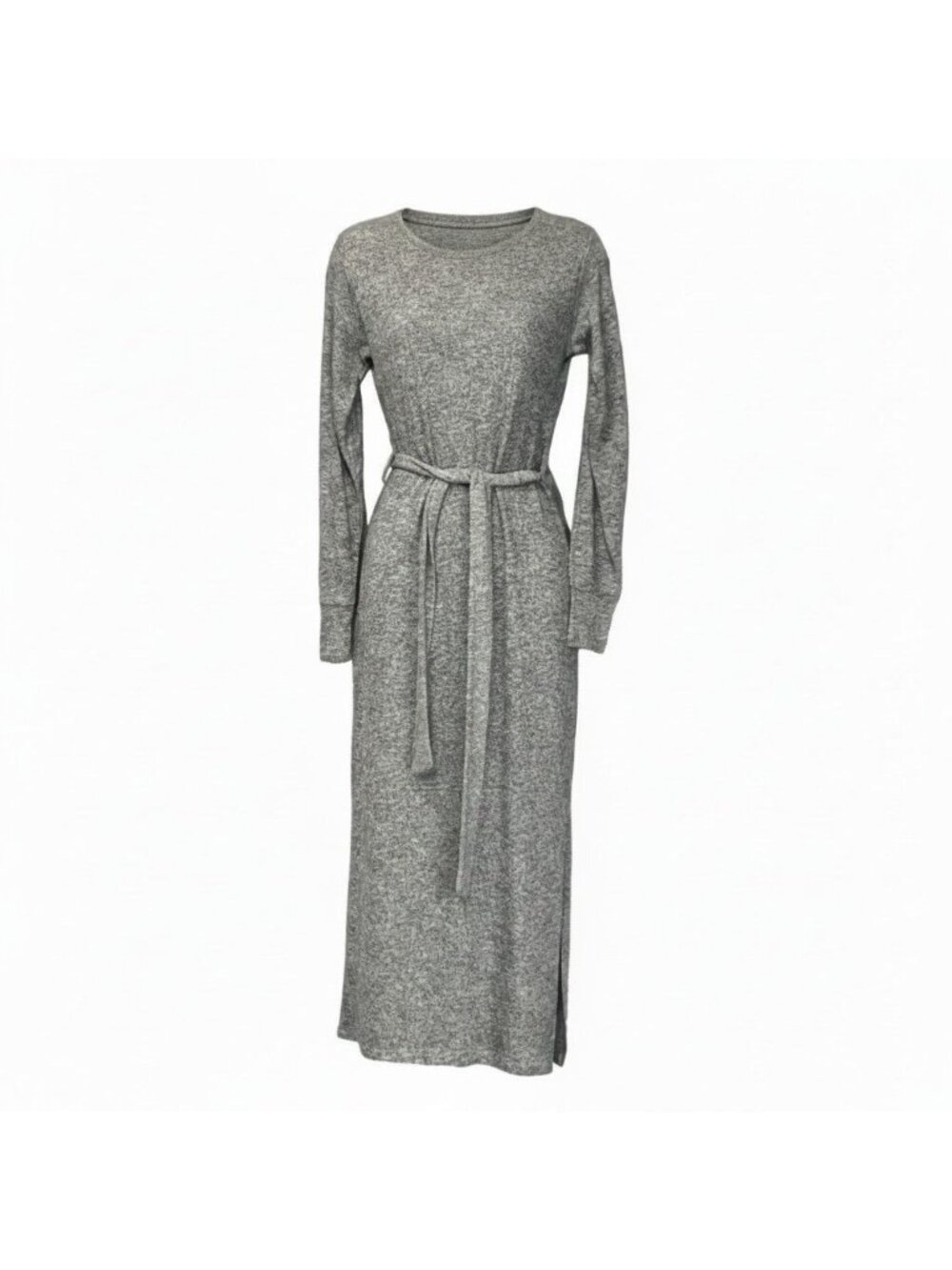 Topshop Long Sleeve Knit Midi Dress In Grey, US 4